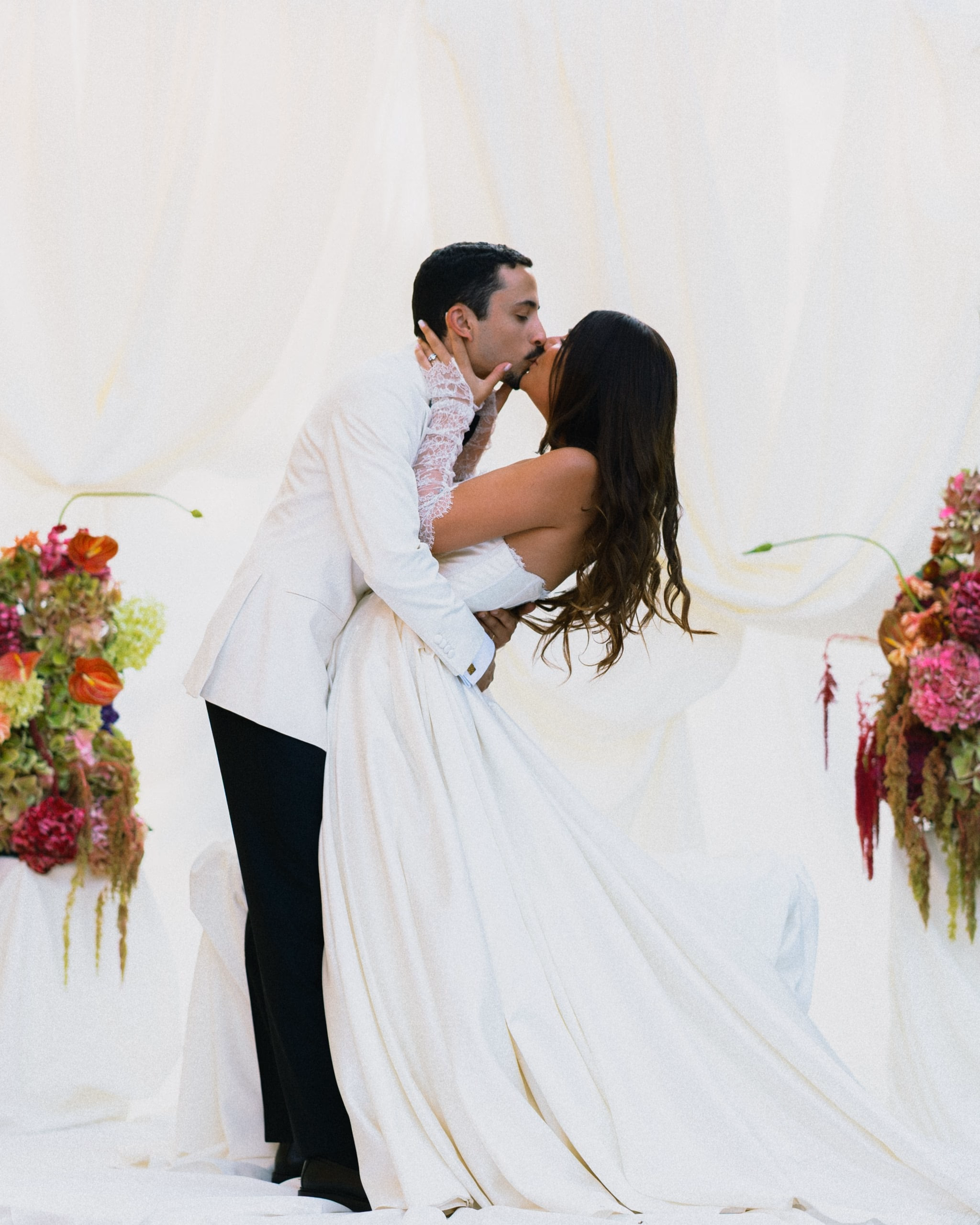 bride and groom first kiss, wedding photography, south of france, provence, bastide d'astres