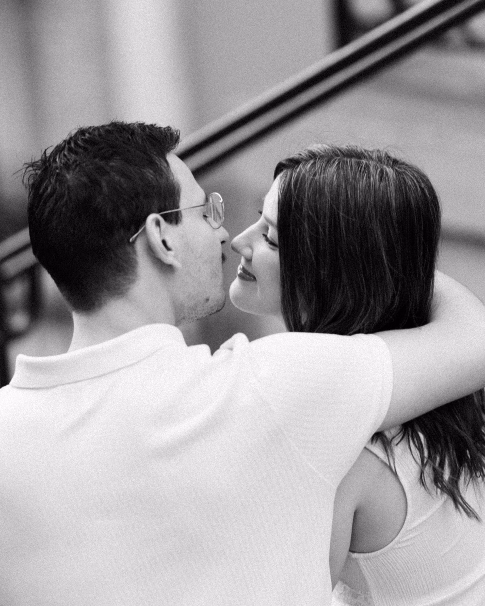 Couple portrait in Montmartre, shot on black and white film, paris, engagement session, couple session, film photography, black and white