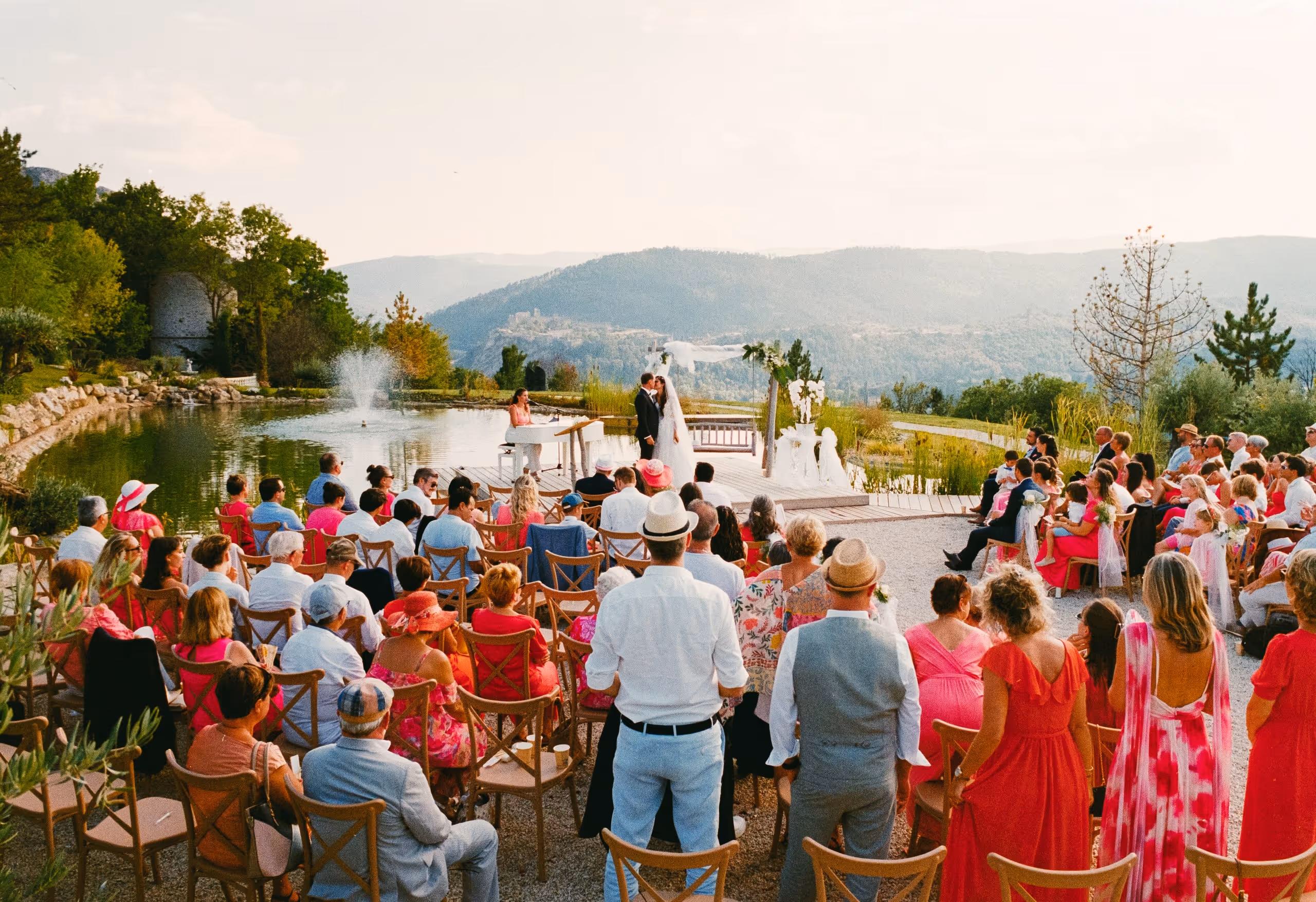 wedding ceremony in the south of france, Mas des 5 Fontaines, sisteron, film photography 